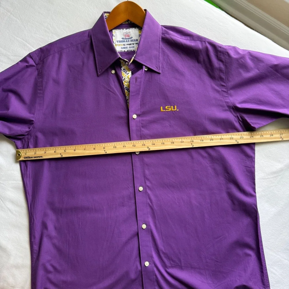 Thomas Dean LSU Tigers Mens L Purple Button Down Shirt Cotton College Football